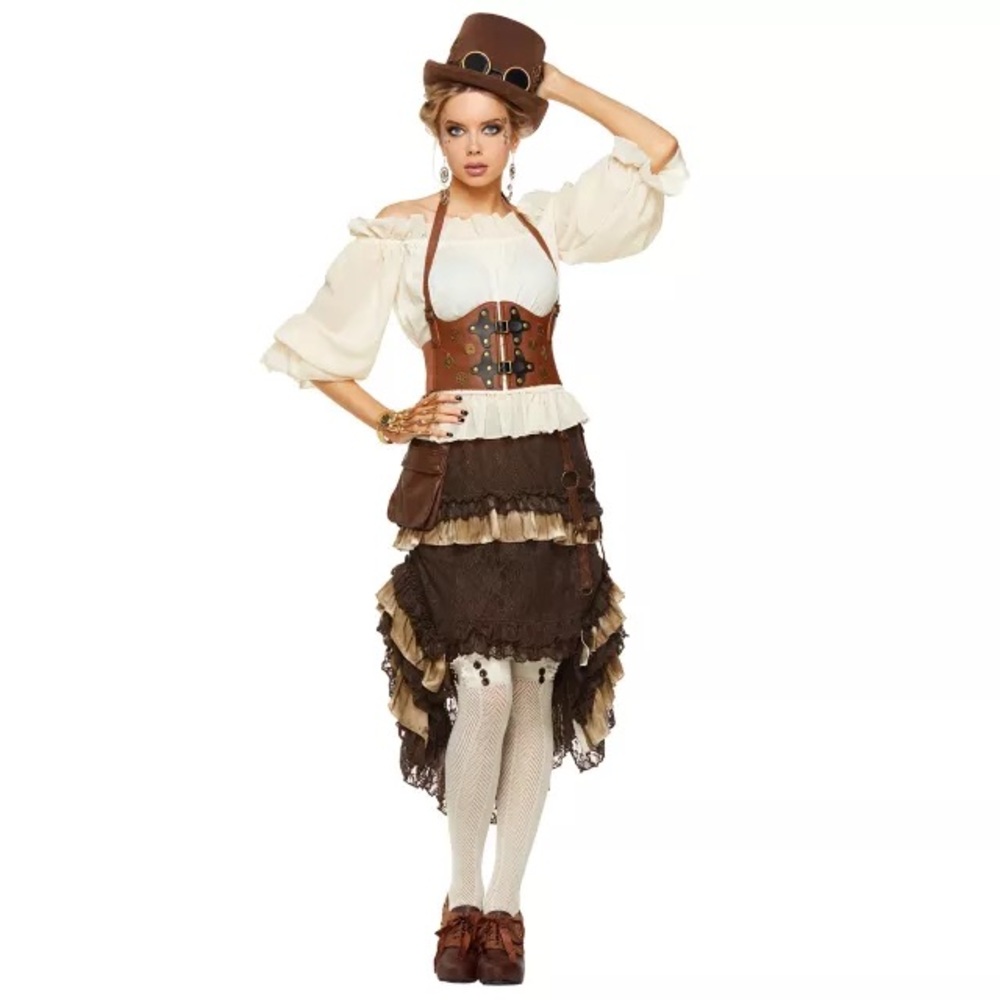 Steampunk Brown Corset Waist Cincher - Picture 6 of 8